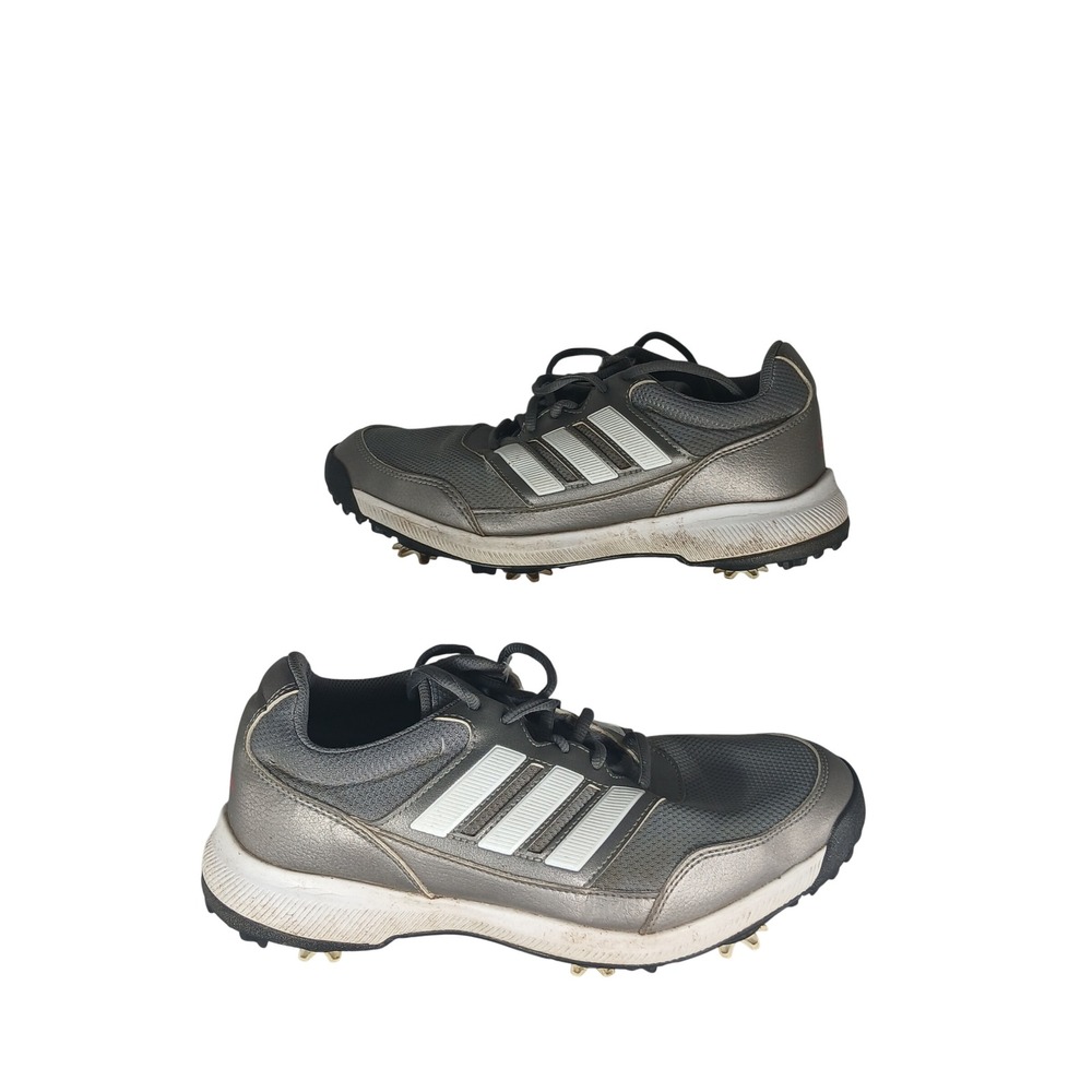 Adidas Tech Response 2.0 Golf Shoes 8 Grey Silver Spiked Athletic EE9420